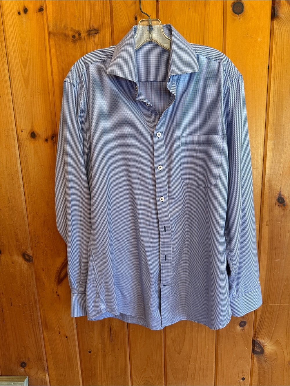Custom made J. Hilburn Men's Light Blue Button-Up Shirt 16 collar.